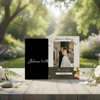 Faire-part de mariage beige avec photo de la marié