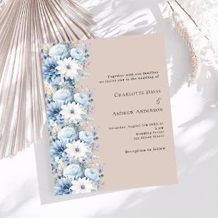 Faire-part de mariage beige bleu roux