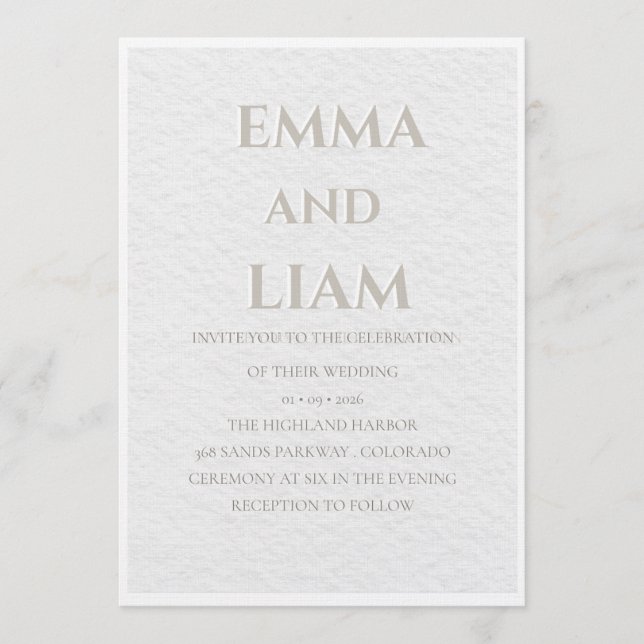 Faire-part de mariage beige et or de luxe | Élégan (Devant)