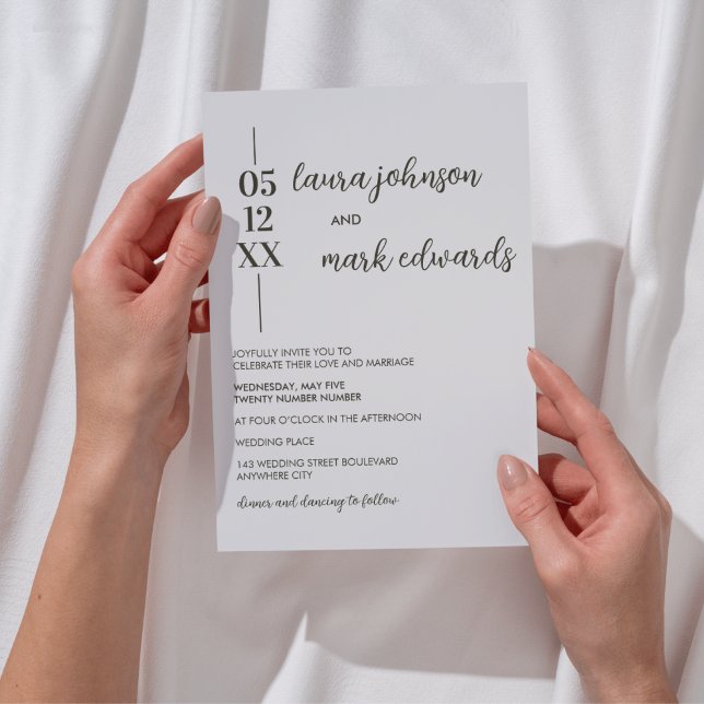Faire-part de mariage beige minimaliste (Minimalist Beige Monogram Wedding invitation)