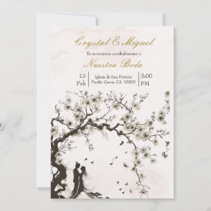 Faire-part de mariage beige noir et blanc