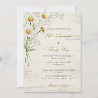 Faire-part de mariage beige rustique avec fleurs m