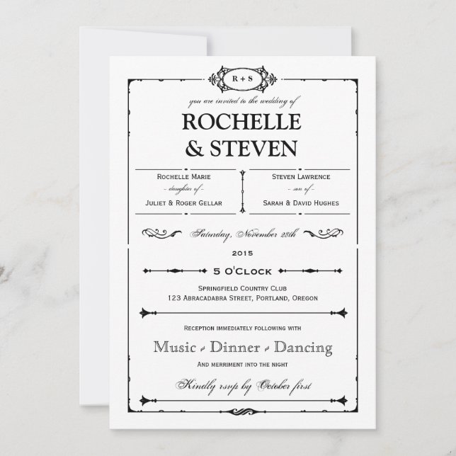 Faire-part de mariage Bistro (Devant)