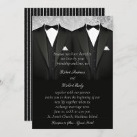 Faire-part de mariage Black and Silver Gay Tuxedo