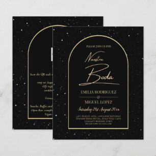 Faire-part de mariage BLACK GOLD Nuit étoilée NUES
