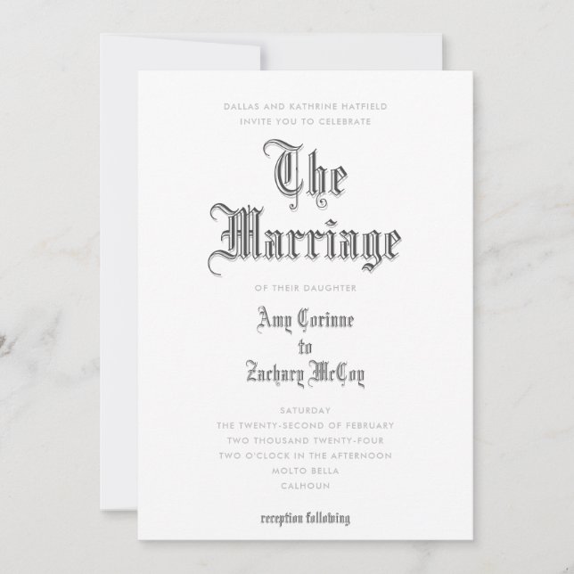 Faire-part de mariage Blackletter (Devant)