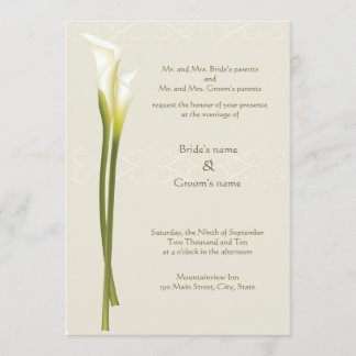 Faire-part de mariage blanc de Calla Lily