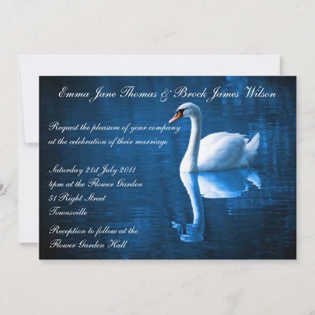 Faire-part de mariage blanc de cygne (Devant)