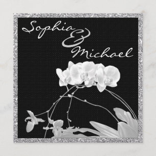 Faire-part de mariage blanc d'orchidée