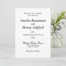 Faire-part de mariage blanc élégant minimal