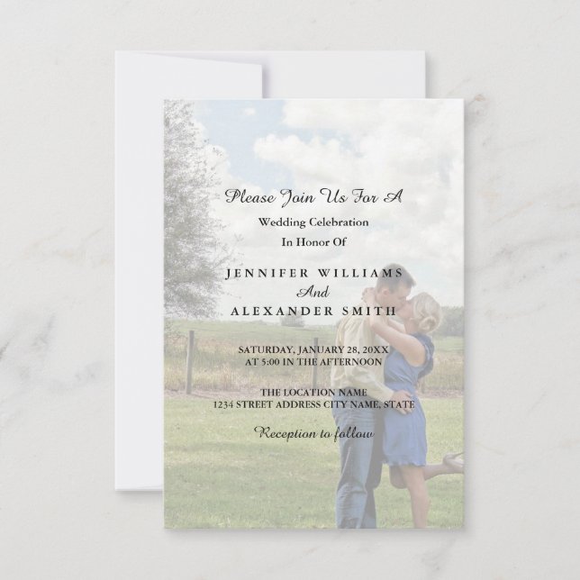 Faire-part de mariage blanc et noir élégant de (Devant)