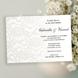 Faire-part de mariage blanc Faux Lace