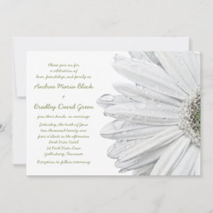 Faire-part de mariage blanc Gerbera Daisy