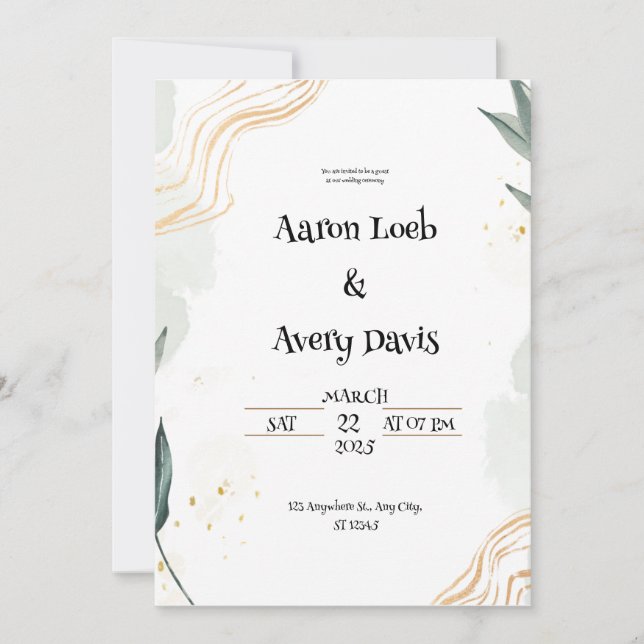Faire-part de mariage blanc gris pastel (Devant)