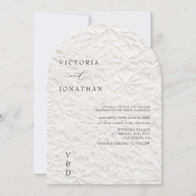 Faire-part de mariage blanc monogramme hiver (Devant)
