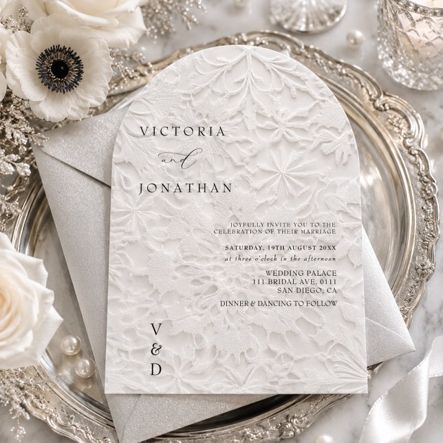 Faire-part de mariage blanc monogramme hiver (Créateur téléchargé)