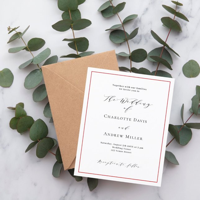 Faire-part de mariage blanc rouge (Créateur téléchargé)