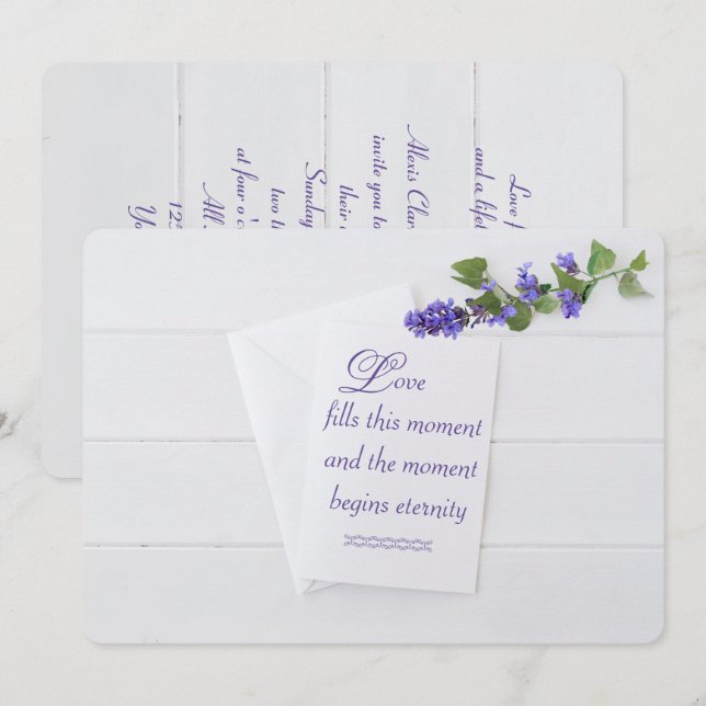 faire-part de mariage blanc sur bois (Devant / Derrière)