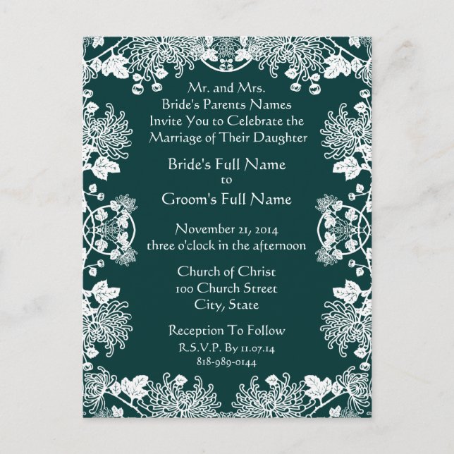 Faire-part de mariage Blanc Sur Mer Bleu Fleur Vin (Devant)