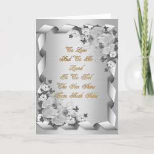Faire-part de mariage blanc sur orchidées blanches