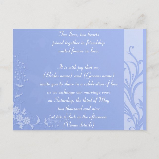 Faire-part de mariage bleu (Devant)