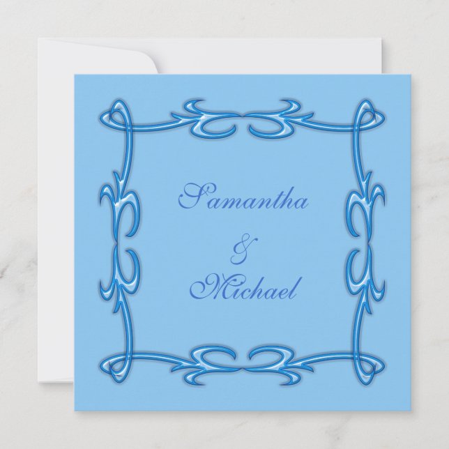 Faire-part de mariage bleu (Devant)