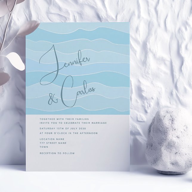 Faire-part de mariage bleu aqua océan (Créateur téléchargé)
