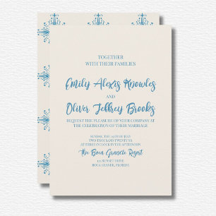 Faire-part de mariage bleu Azulejo