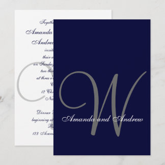 Faire-part de mariage bleu blanc de la marine