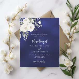 Faire-part de mariage bleu bleu marine