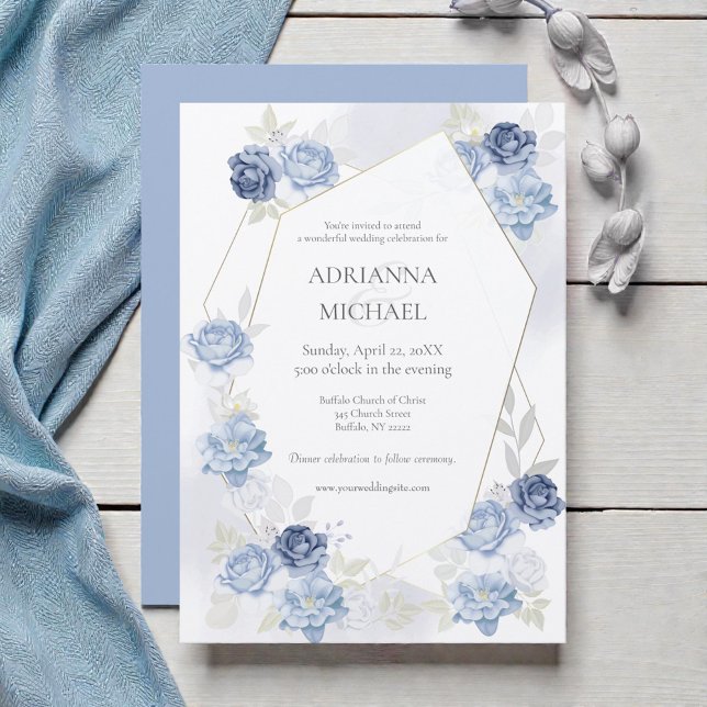 Faire-part de mariage bleu clair aquarelle (Créateur téléchargé)