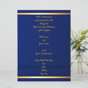 Faire-part de mariage Bleu Cobalt Dignifié