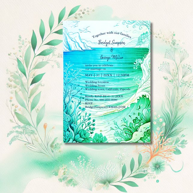 faire-part de mariage bleu côtier (Créateur téléchargé)