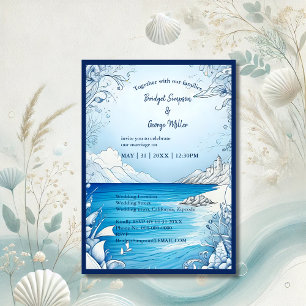 faire-part de mariage bleu côtier
