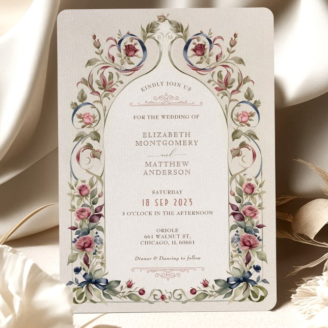 Faire-part de mariage bleu de la marine de Bourgog (Créateur téléchargé)