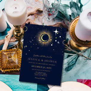Faire-part de mariage bleu de la marine de Galaxie