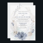 Faire-part de mariage bleu de plage de coquillages<br><div class="desc">Invitation de mariage à Blue Seashell beach.</div>