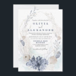 Faire-part de mariage bleu de plage de coquillages<br><div class="desc">Invitation de mariage à Blue Seashell beach.</div>