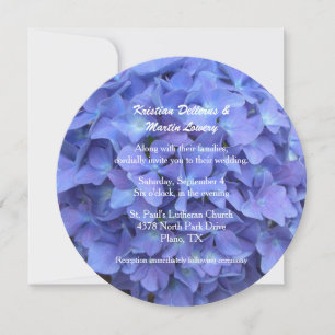 Faire-part de mariage bleu d'hortensia de