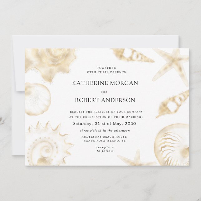 Faire-part de mariage bleu doré de mariage sur la  (Devant)