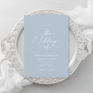 Faire-part de mariage bleu Dusty avec code QR