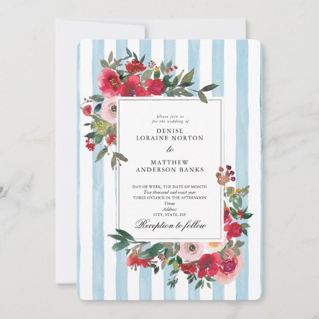 Faire-part de mariage bleu en sucre filé (Devant)