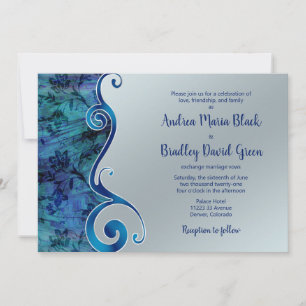 Faire-part de mariage Bleu et Argent personnalisab
