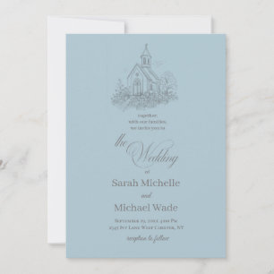 Faire-part de mariage bleu hivernal calligraphié p