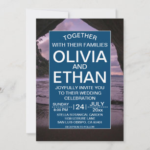 Faire-part de mariage bleu marine de plage