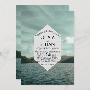 Faire-part de mariage bleu marine de plage