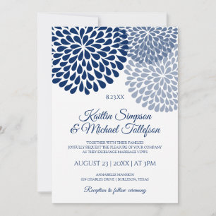 Faire-part de mariage bleu marine et bleu poussiér
