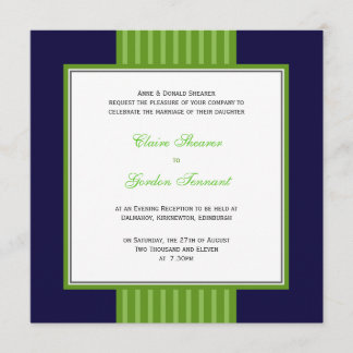 Faire-part de mariage bleu marine et vert citron