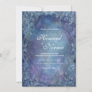 Faire-part de mariage bleu nébuleuse mystique