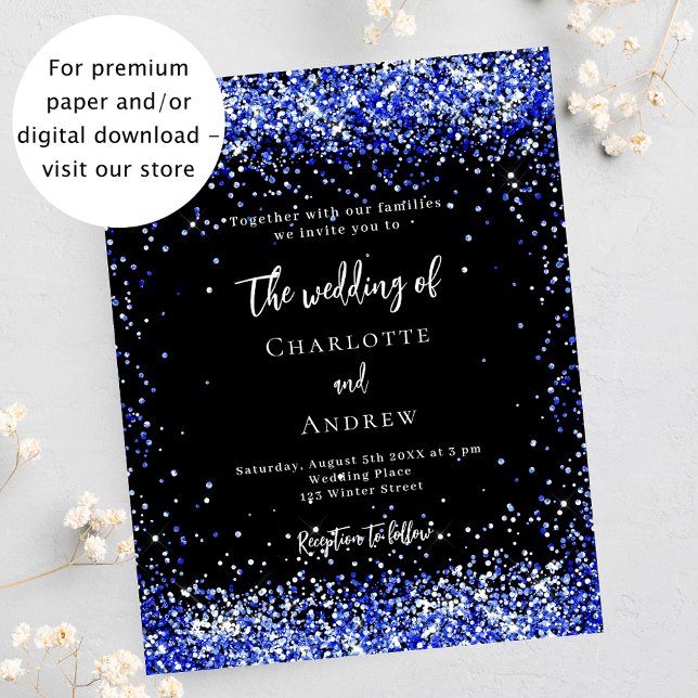 Faire-part de mariage bleu noir (Créateur téléchargé)